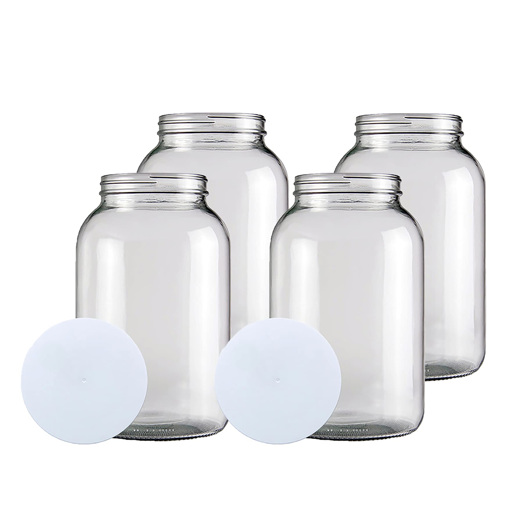 Home Brew Ohio 1 Gallon Glass Wide Mouth Jar with Solid Lid - Set of 4 - Perfect for Fermenting, Pickling, Canning & DIY Craft Projects