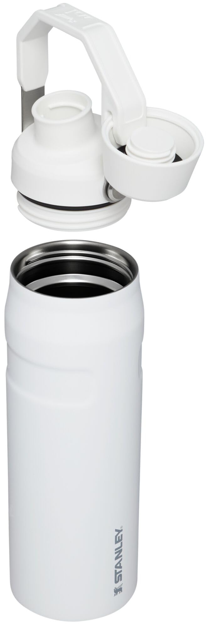 Stanley IceFlow Fast Flow Stainless Steel Water Bottle 24oz - Angled Spout Lid, Lightweight & Leakproof, BPA-Free Insulated Thermos for Travel, Gym, Hiking & Outdoor Activities | Keeps Drinks Cold for Hours | Polar White