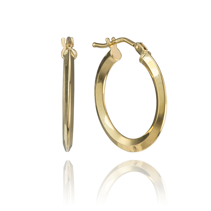 18K Yellow Gold Knife Edge Hoop Earrings - Elegant Minimalist Dangle Earrings for Women | Perfect for Weddings, Parties & Everyday Wear
