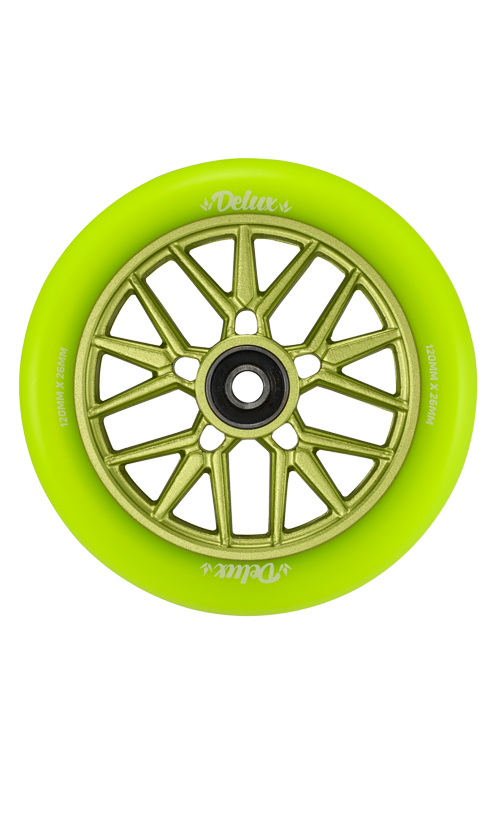 Envy Delux Scooter Wheels 120mm Green/Green - High Performance Wheels for Pro Scooter Riders - Perfect for Street Tricks, Park Riding & Extreme Sports