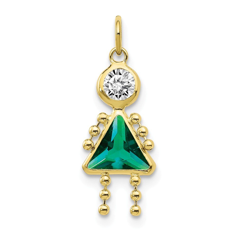10K Yellow Gold January Birthstone Charm for Girls - Perfect for Necklaces, Bracelets & Gifts