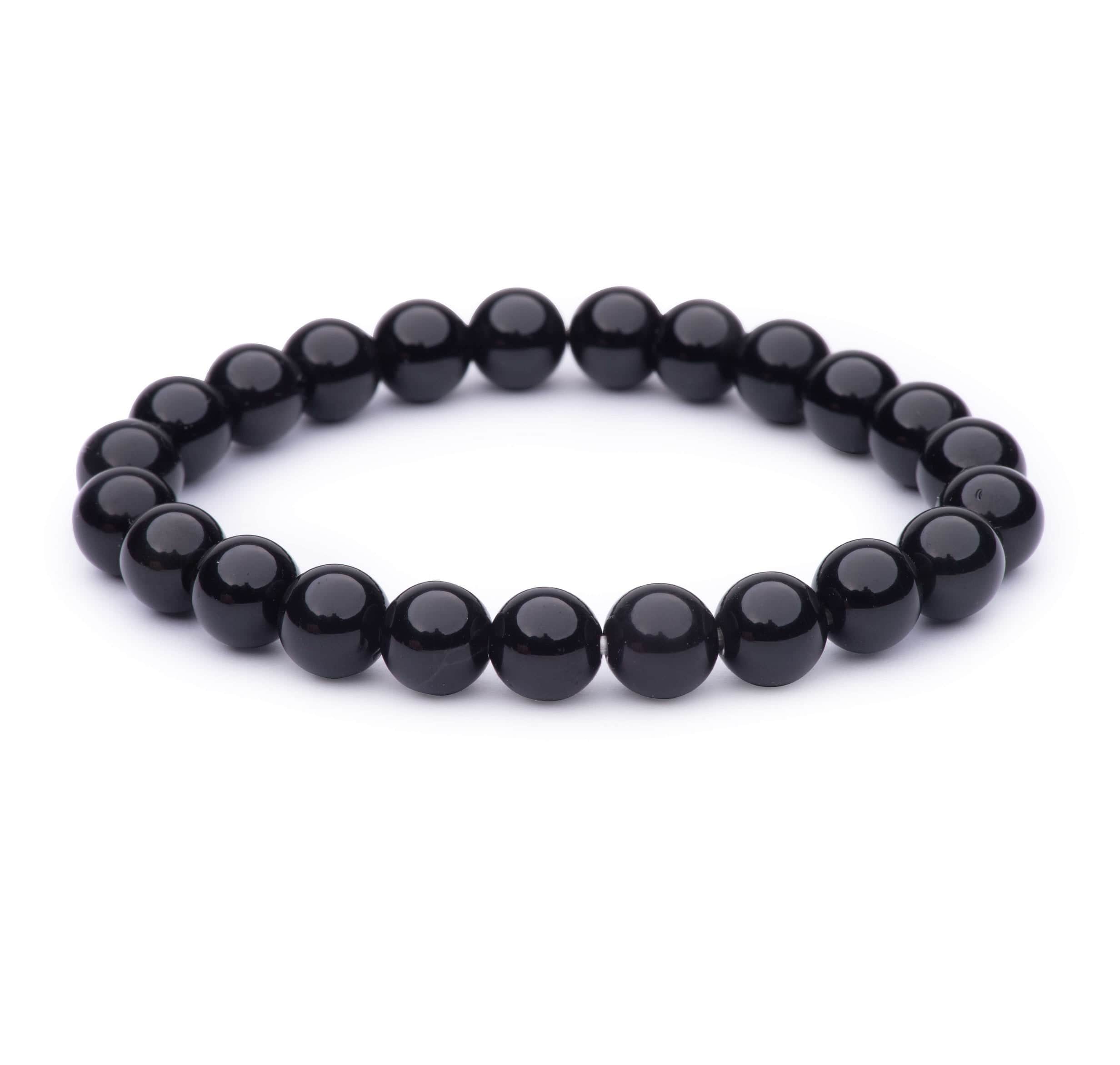 Black Obsidian Smooth Bead Stretch Bracelet for Women - Healing Crystal Jewelry for Stress Relief & Protection - Perfect for Meditation, Yoga & Spiritual Gifts