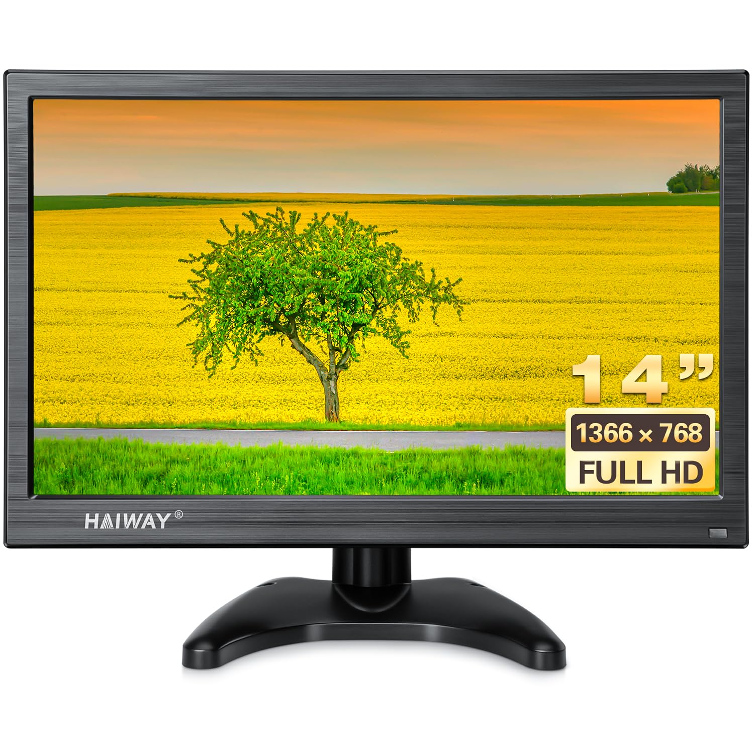 14 Inch Security Monitor - 1366x768 HD Resolution Small PC Screen with Built-in Speakers | HDMI/VGA/BNC/AV Ports | Compact Home Office Monitor for Laptop, CCTV Camera, Gaming & Surveillance | Includes Remote Control | Perfect for Workspace, Security Systems & Entertainment Setups