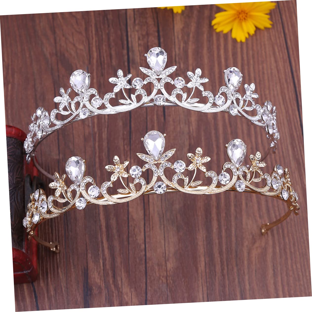 FOMIYES 2-Piece Rhinestone Crown Set - Elegant Bridal Wedding Tiara Headband & Crystal Queen Hairpiece for Women | Princess Accessories for Prom, Pageant, Birthday Party & Special Occasions | Perfect for Brides, Flower Girls & Costume Decorations