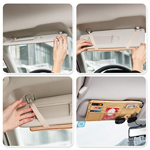 Boao Car Sun Visor Organizer - 2 Pack PU Storage for Sunglasses & Documents - Travel & Commute Use