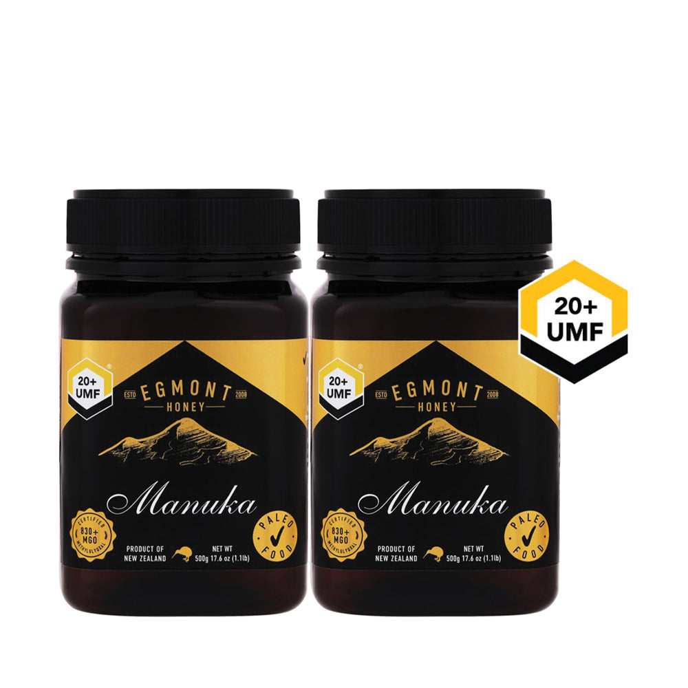 EGMONT Premium Manuka Honey UMF 20+ 500g (2-Pack Bundle) - Immune Support & Natural Healing for Daily Wellness & Tea Sweetener