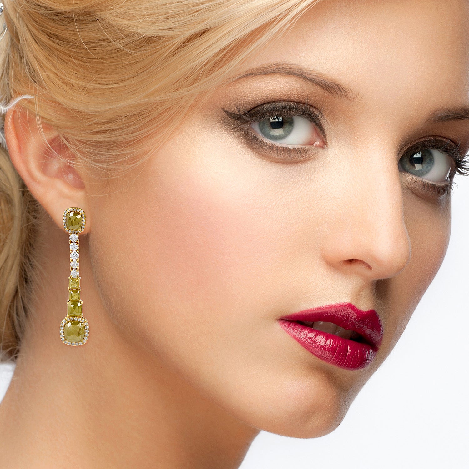 18K Yellow Gold Prong Ice Diamond Handmade Bridal Earrings for Women - Perfect for Weddings, Anniversaries & Special Occasions