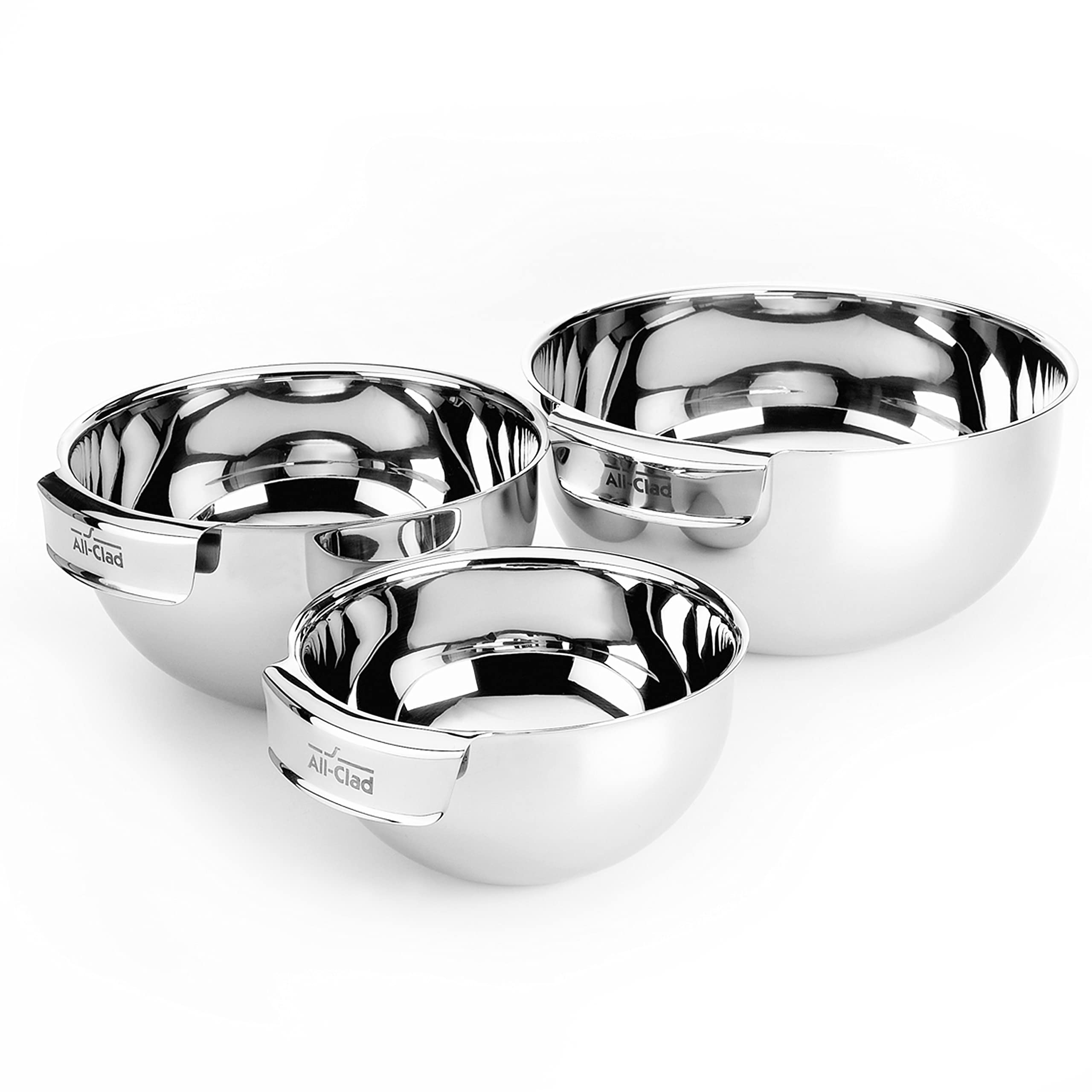 Premium Stainless Steel Mixing Bowls Set (1.5, 3, 5 Quart) - All-Clad Kitchen Accessories for Baking, Cooking & Food Prep - Durable Metal Bowls with Non-Slip Base - Perfect for Home Chefs & Professional Kitchens