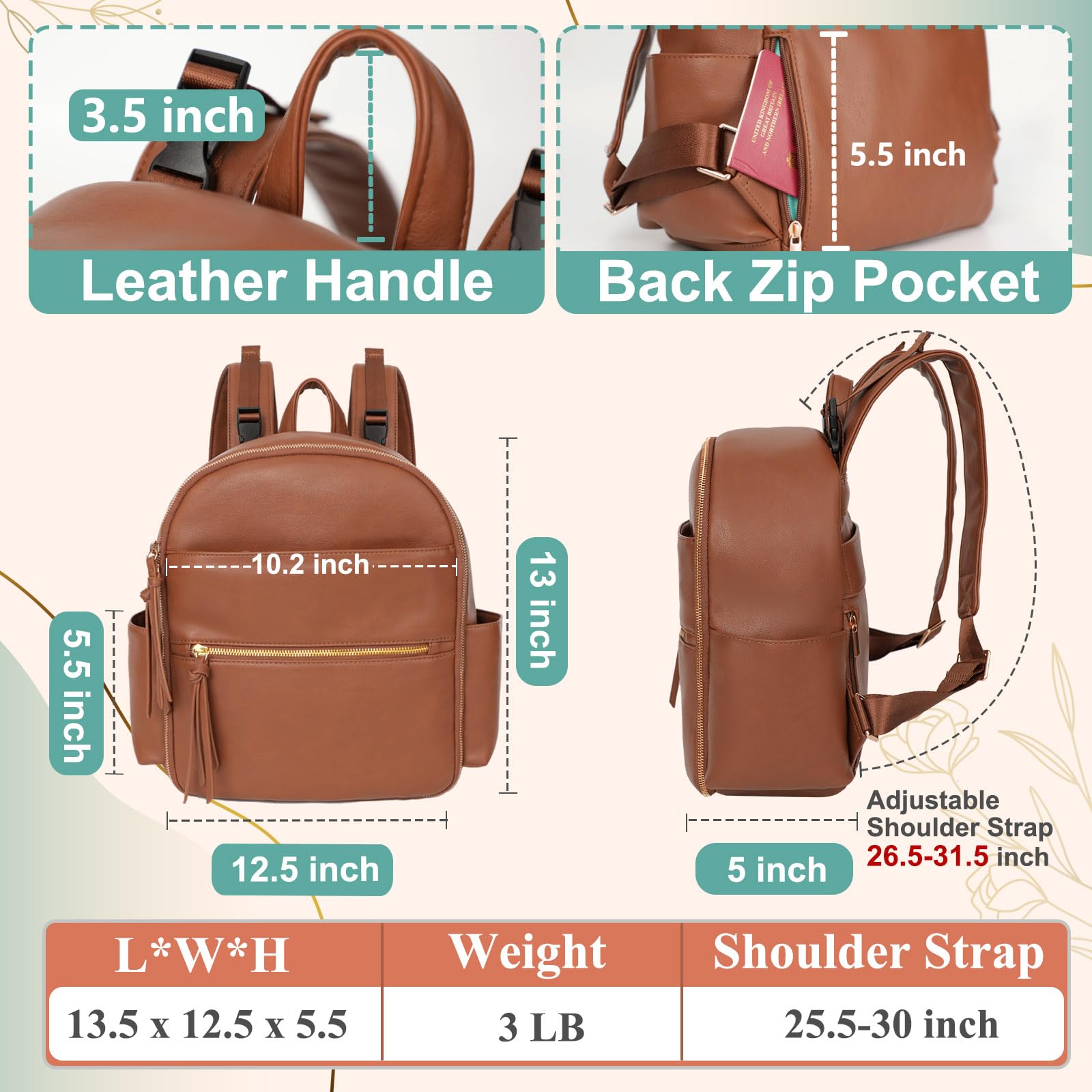 MOMINSIDE Small Diaper Bag Backpack - Mini Baby Diaper Bag with 2 Insulated Pockets & Stroller Straps | Perfect for Travel, Outings & Daily Use with Baby