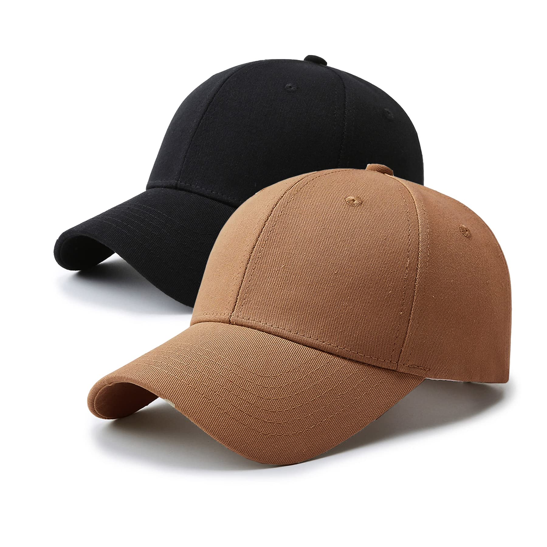 NPQQUAN 1 & 2 Pack Stiff Structured Baseball Caps - Adjustable Trucker Hats for Men & Women - Perfect for Golf, Dad Hats, Outdoor Sports & Casual Wear