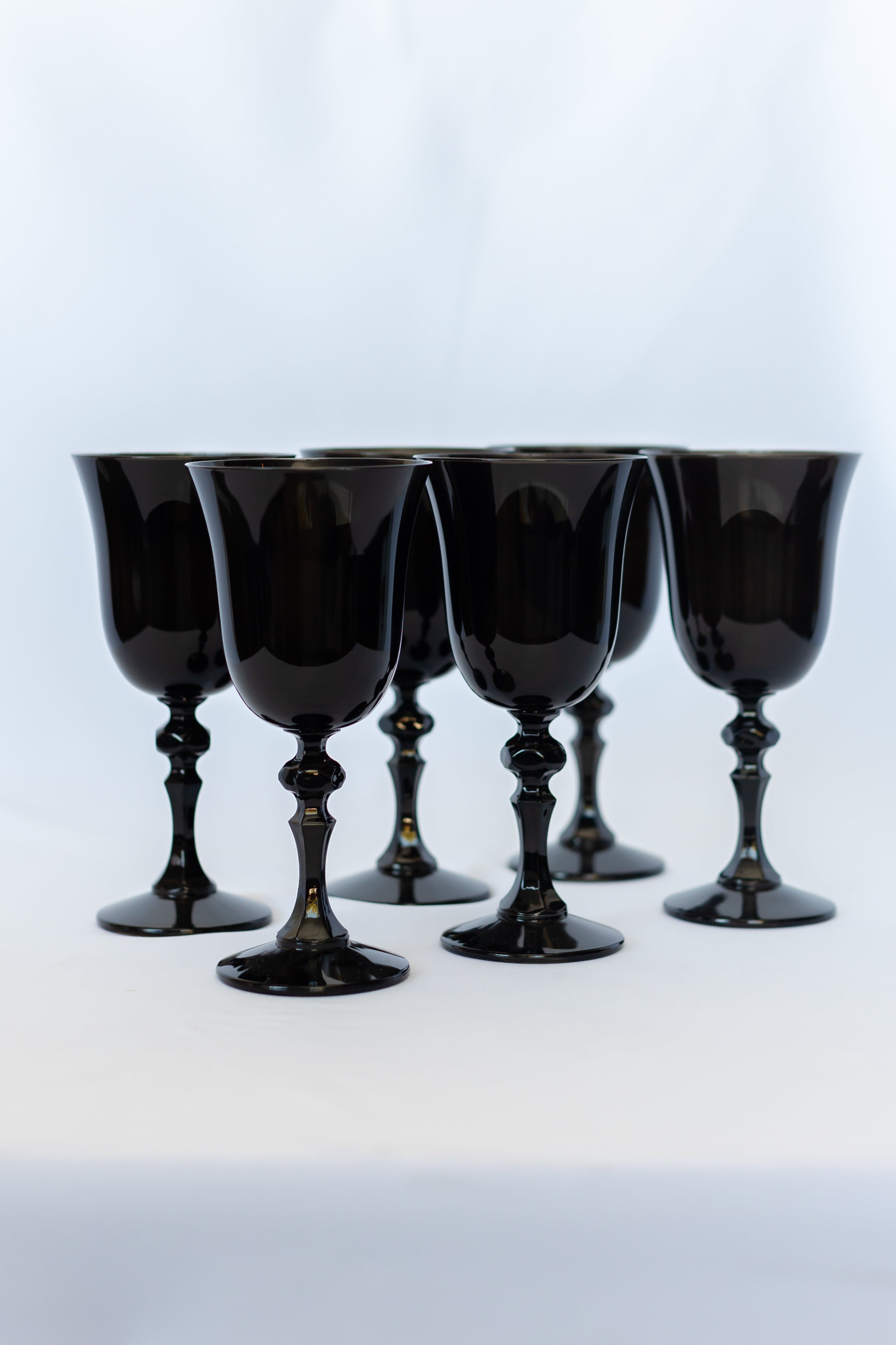 Estelle Colored Regal Goblet Set of 6 - Elegant Black Wine Glasses for Fine Dining, Wedding Receptions & Home Decor | Premium Crystal Glassware Collection