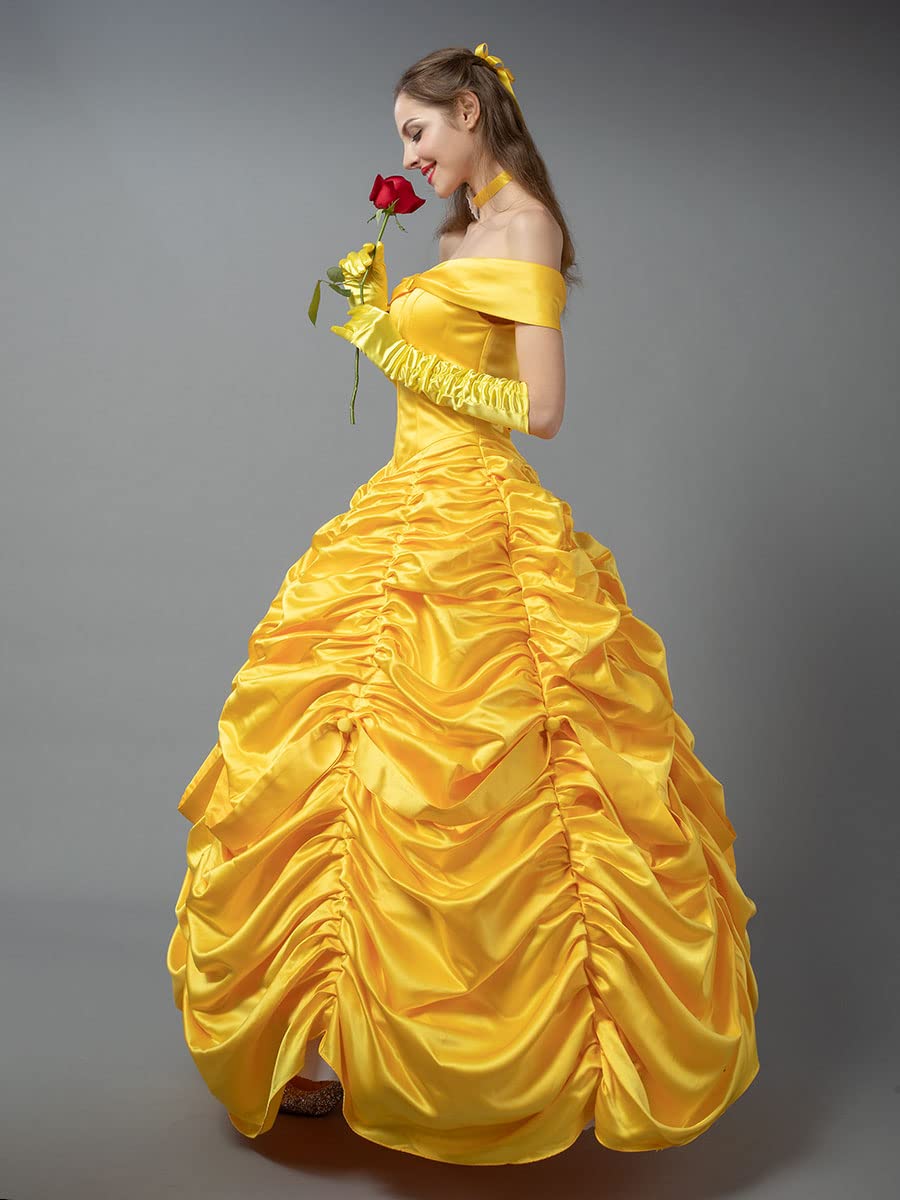 CosFantasy Women's Yellow Princess Ball Gown Dress - Elegant Cosplay Costume for Halloween Party, Renaissance Fair & Cosplay Events | mp002019