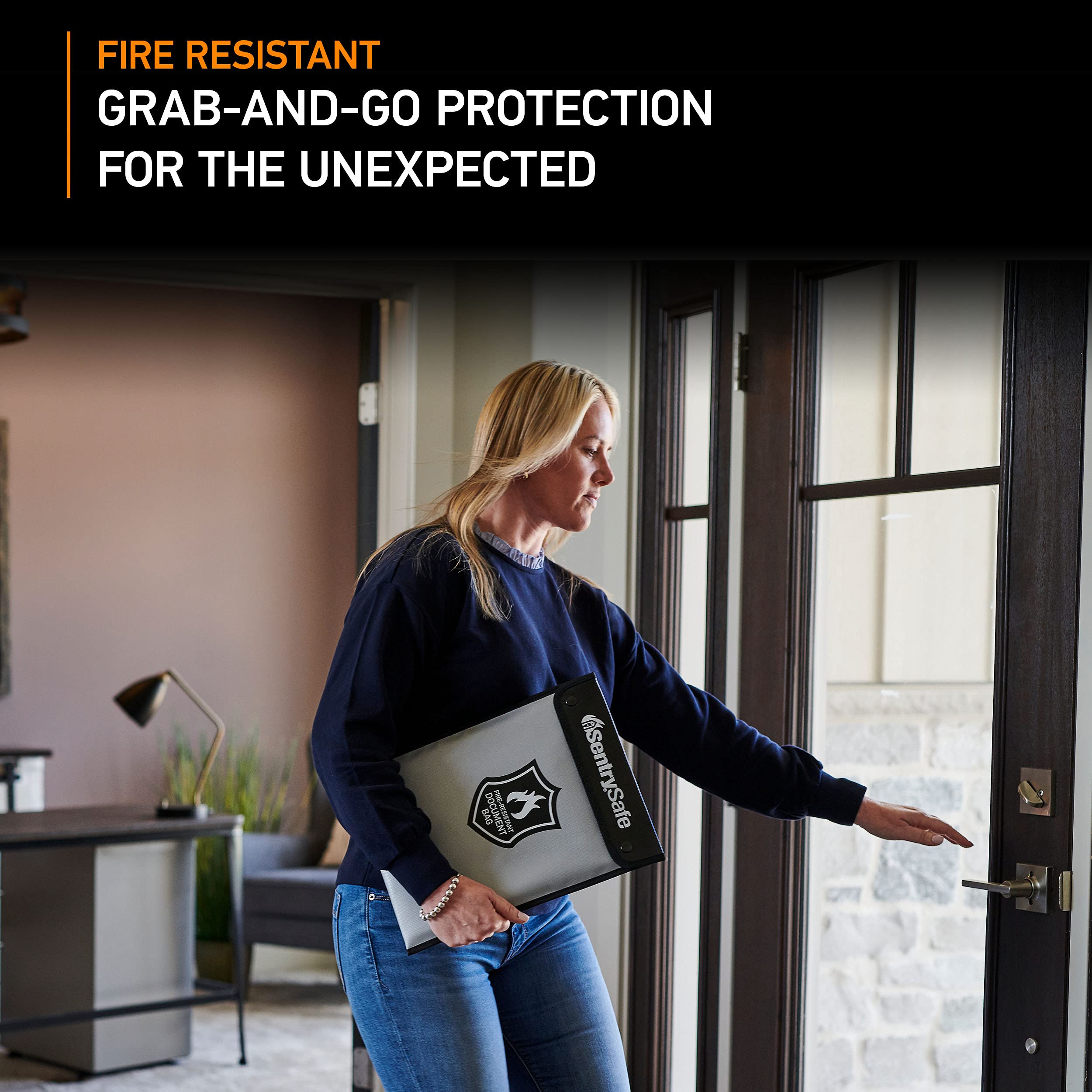 SentrySafe Fireproof Money Safe with Key Lock + Fire Water Resistant Document Bag - Secure Cash, Valuables & Important Papers at Home or Office