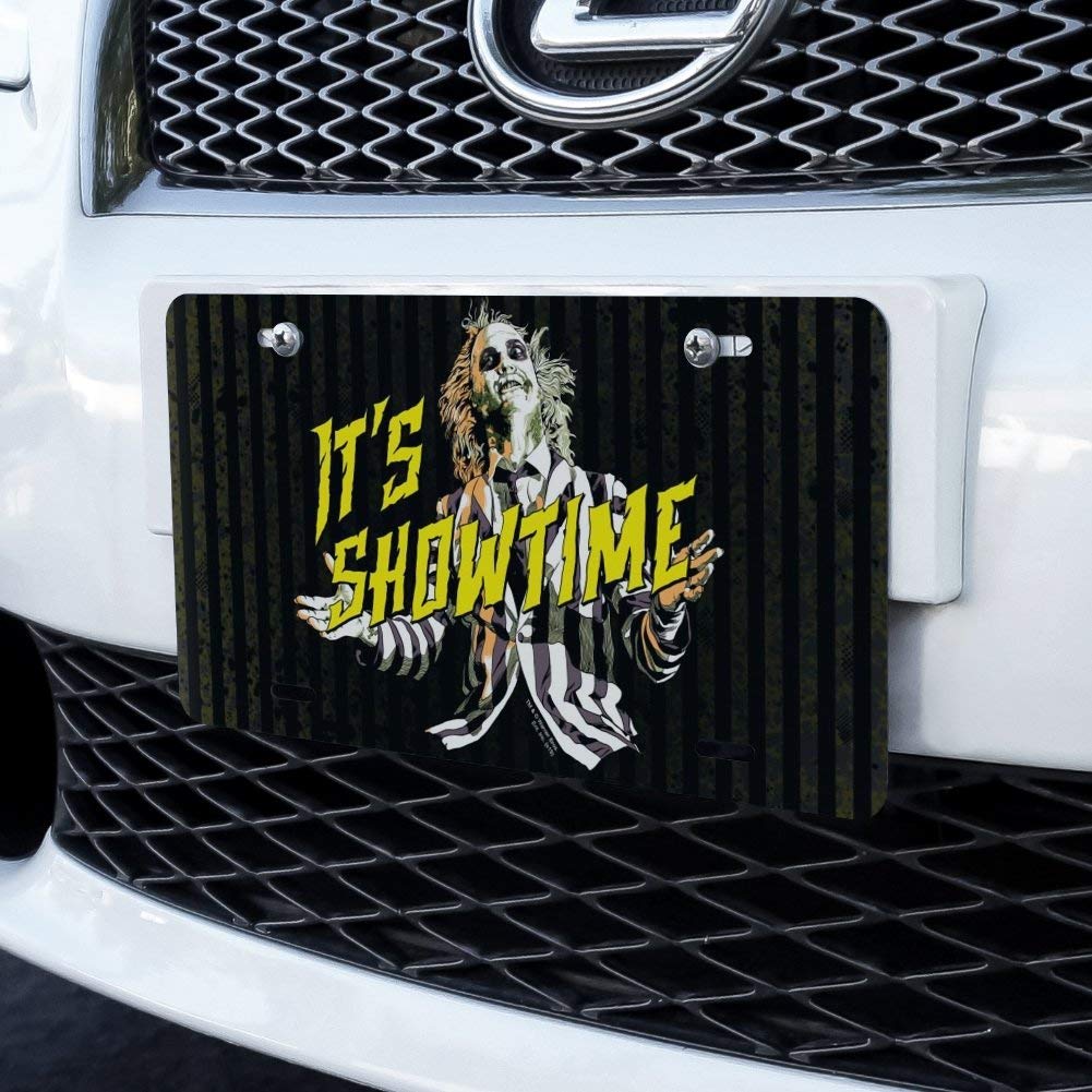 Beetlejuice It's Showtime Novelty Metal Vanity License Plate - Unique Car Accessory for Movie Fans & Halloween Decor