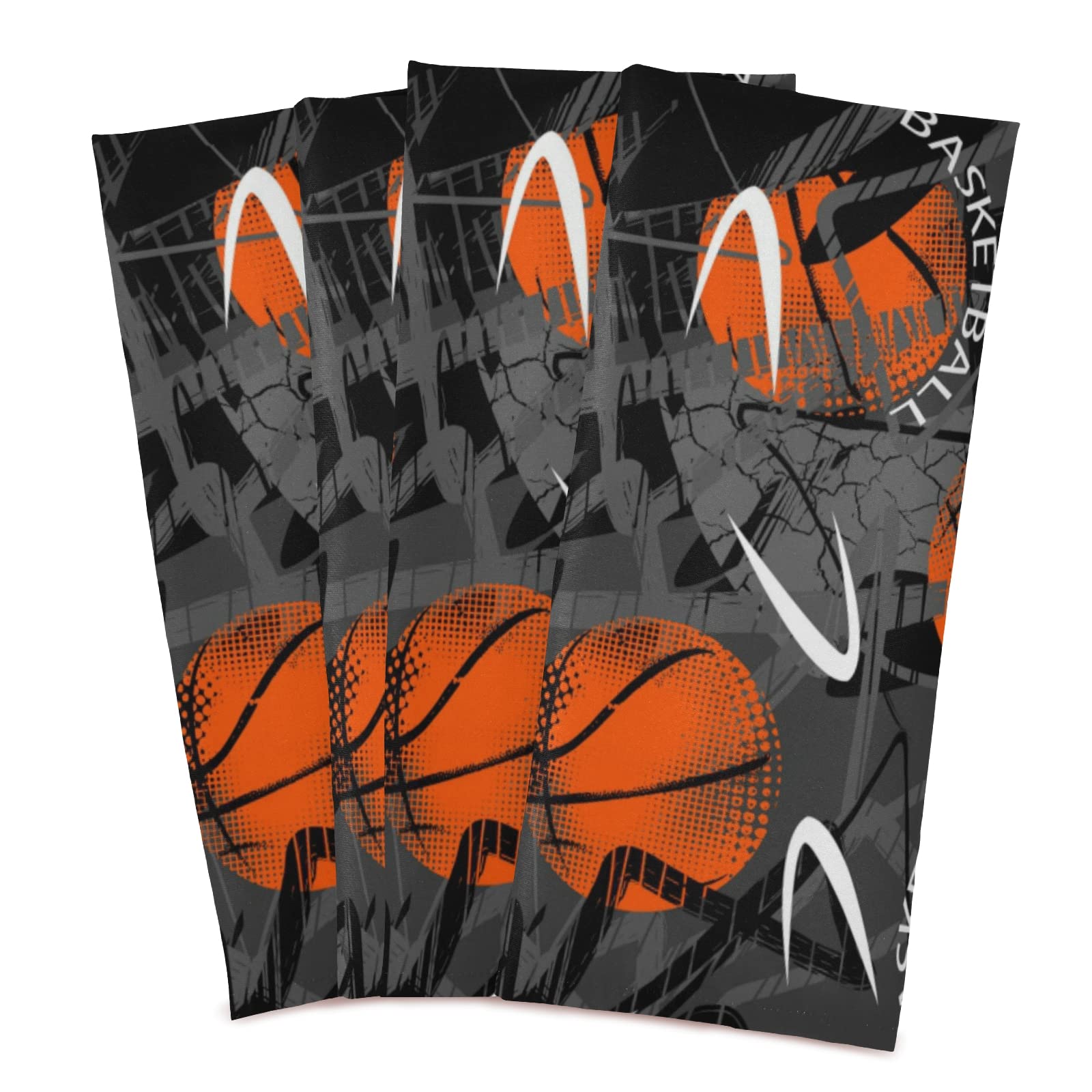 Abstract Grunge Basketball Urban Style Kitchen Dish Towel - Set of 1 Polyester Hemmed Napkin, Terry Towel & Dishcloth - Hand & Bar Tea Towel with Hanging Loop - Perfect for Kitchen, Dining & Home Decor
