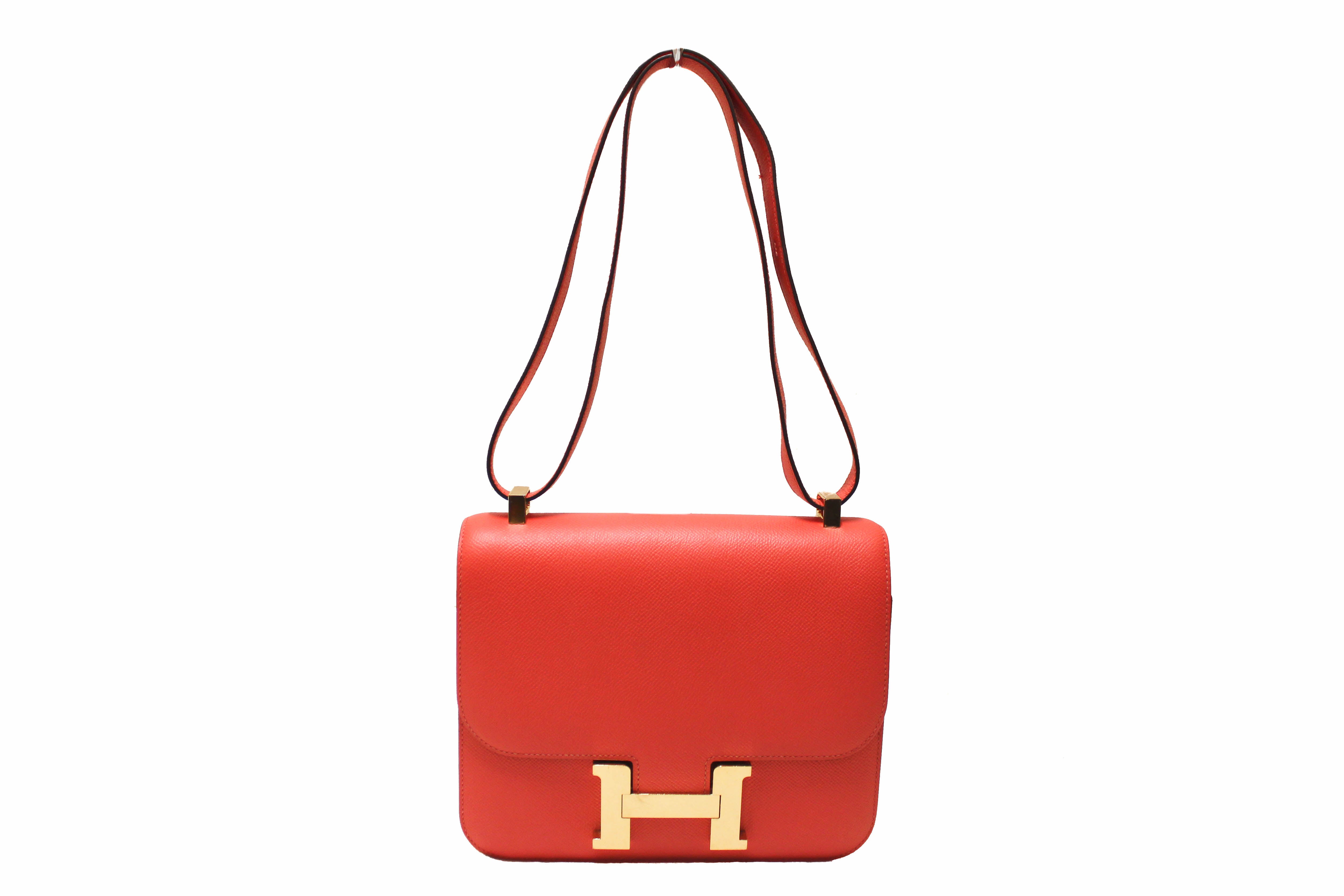 Authentic Hermes Tomate Orange Epsom Leather Constance 24 Shoulder Bag - Luxury Designer Handbag for Women, Perfect for Work, Parties & Special Occasions