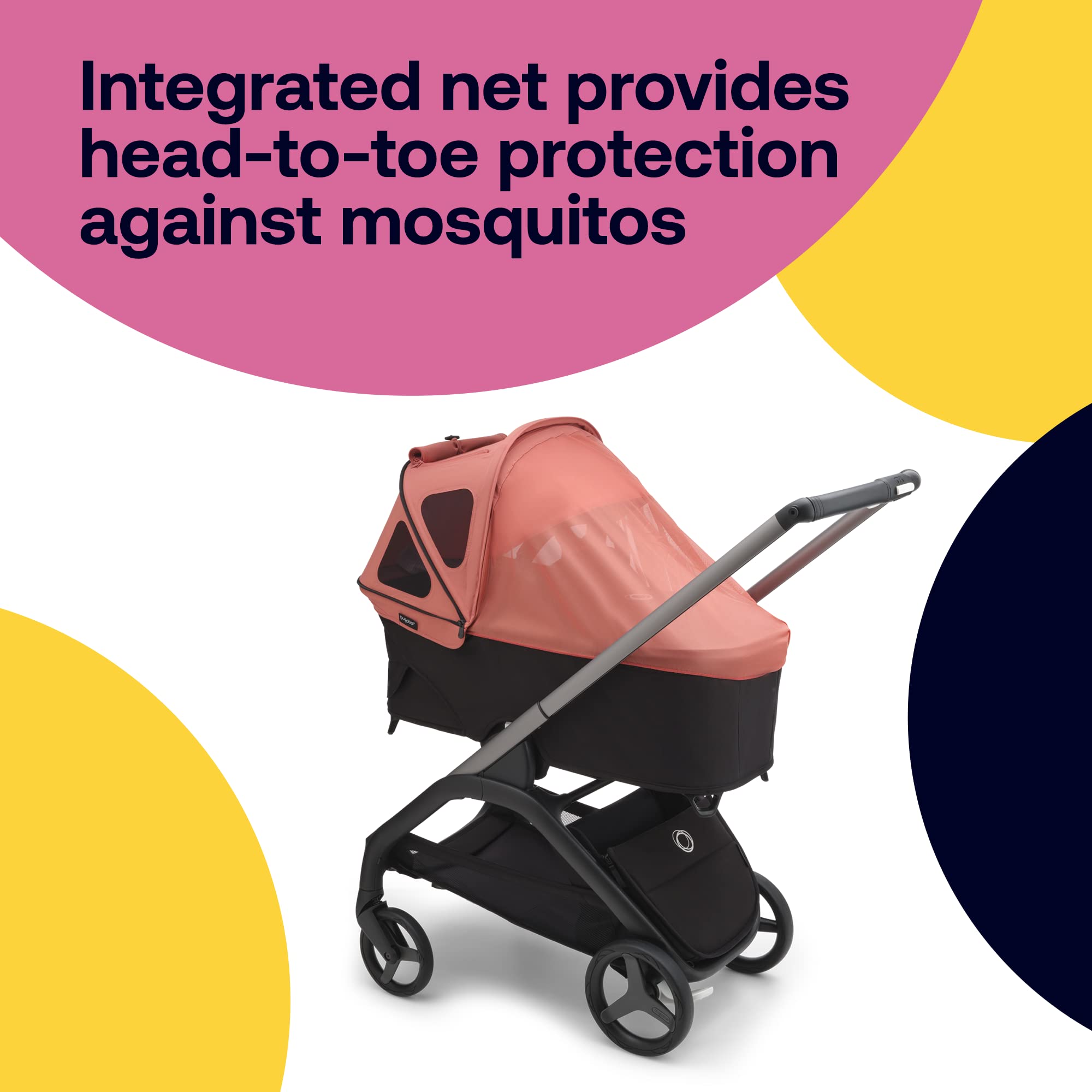 Bugaboo Dragonfly Breezy Sun Canopy Stroller Accessory with UPF 50+ Sun Protection & Ventilation Panels - Sunrise Red | Perfect for Outdoor Walks, Beach Trips & Sunny Day Adventures with Baby