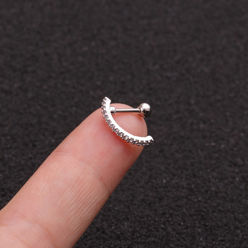 20G Silver Pave Conch Huggie Hoop Earrings for Women | HSPJ1939 | Perfect for Everyday Wear, Parties & Special Occasions