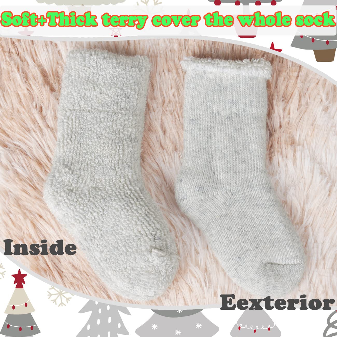 **Warm Baby Wool Socks for Toddlers - Thick Thermal Ankle & Crew Socks for Boys & Girls (3/5 Pairs) - Perfect for Winter, Boots & Indoor Cozy Comfort**