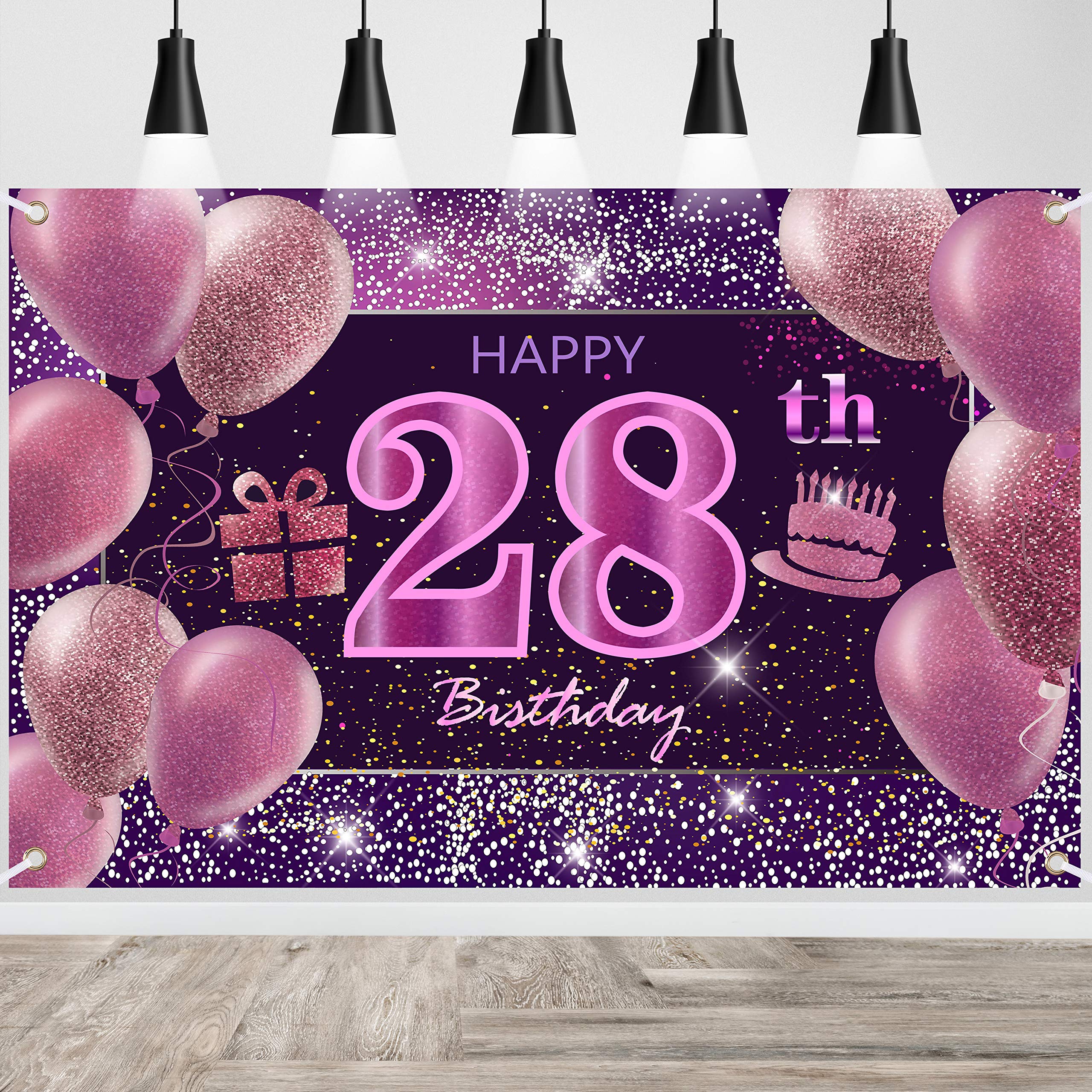 IMISI 28th Birthday Decorations for Women - Pink Happy Birthday Banner & Party Backdrop | Perfect for Girls' Birthday Parties, Photo Booths & Special Celebrations