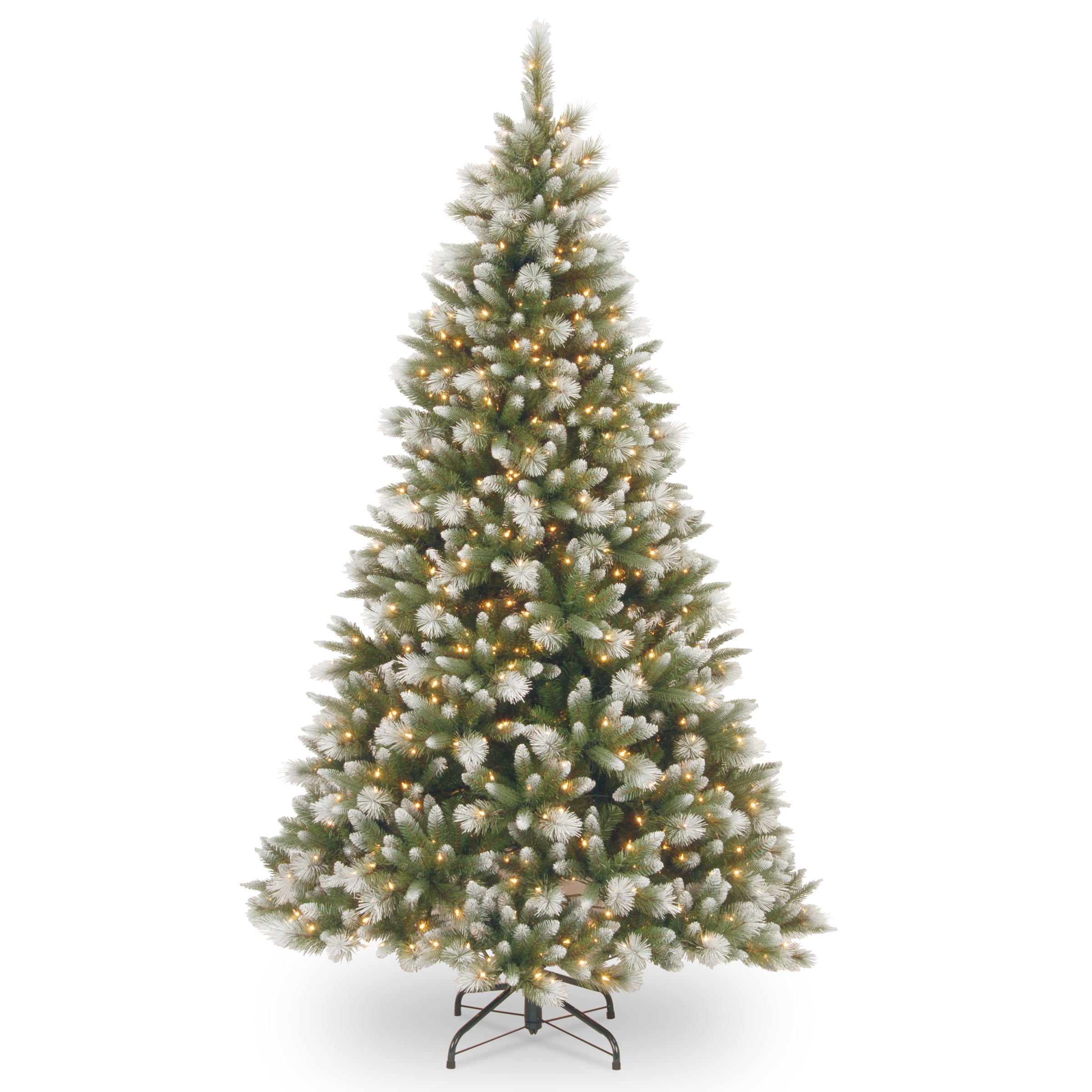 7.5 ft Pre-Lit Artificial Christmas Tree - Alaskan Pine Frosted with Clear Lights for Holiday Home Decor & Party