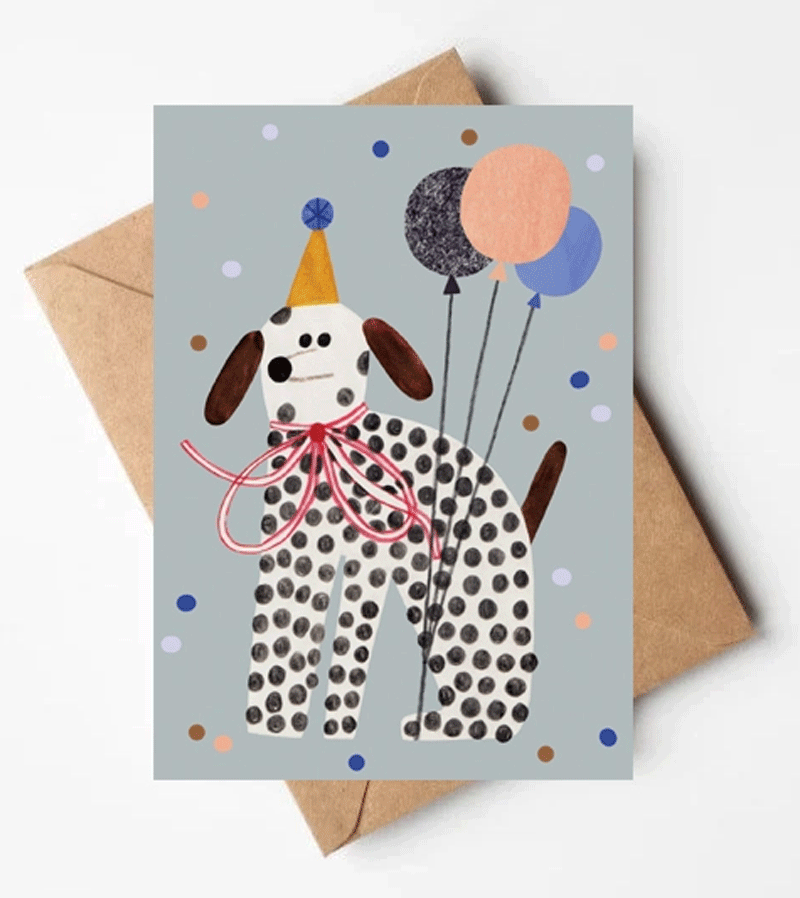 Funny Party Dog Greeting Card by Daria Solak - Perfect for Birthdays, Holidays & Special Occasions