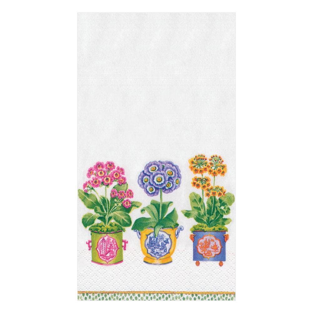 Premium Caspari Primroses Paper Guest Towels & Napkins - 30 Count Set for Elegant Dinner Parties, Bridal Showers & Upscale Events