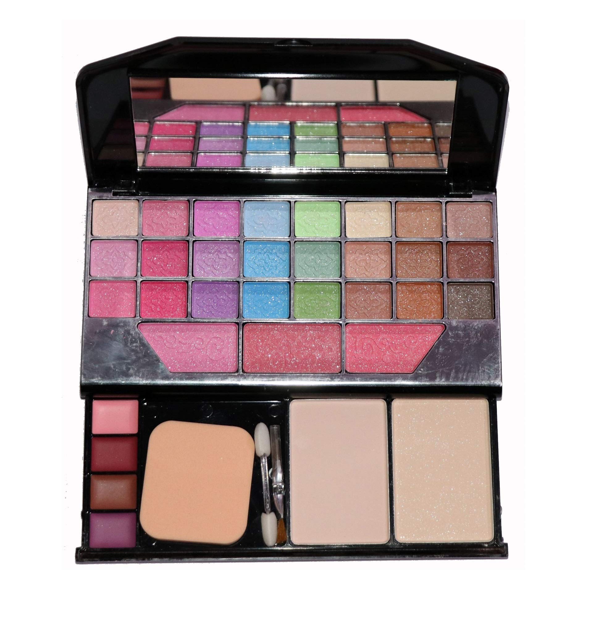 Khelni 6155 Professional Makeup Kit with Eye Shadows, Compact, Blusher & Lip Gloss - Includes 7Pcs Pink Makeup Brushes for Perfect Everyday & Party Looks