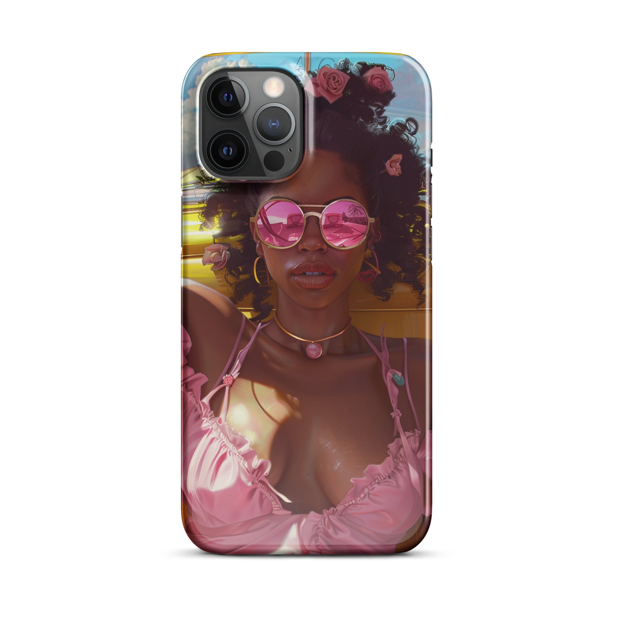 Stylish Black Girl Fashionista Snap Case for iPhone 13/14/15 - Trendy Protective Cover for Women & Teens - Perfect for Everyday Use, School, and Social Media Photos