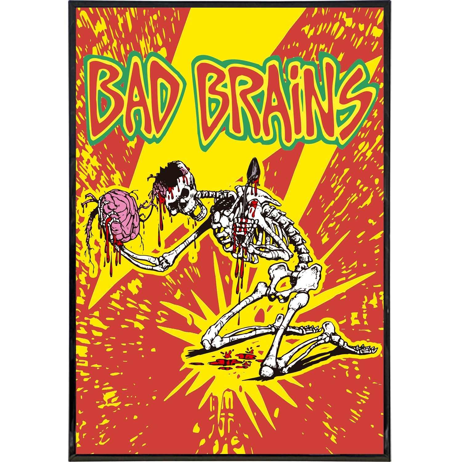 Bad Brains Skeleton Poster Print - Vintage Punk Rock Wall Art Decor for Music Lovers, Bedroom, Living Room, Office