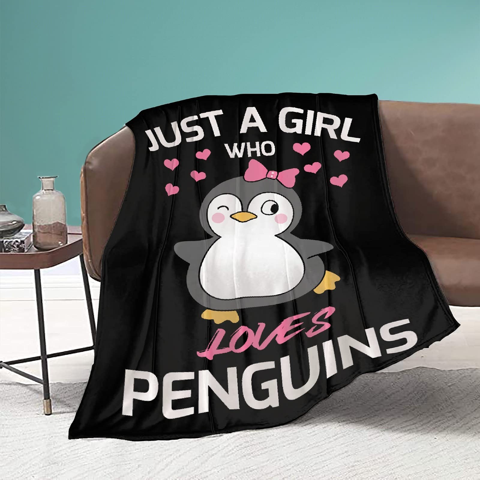 Soft Penguin Plush Throw Blanket - Cute Fuzzy Microfiber Flannel Blanket for Women, Kids & Pets (40