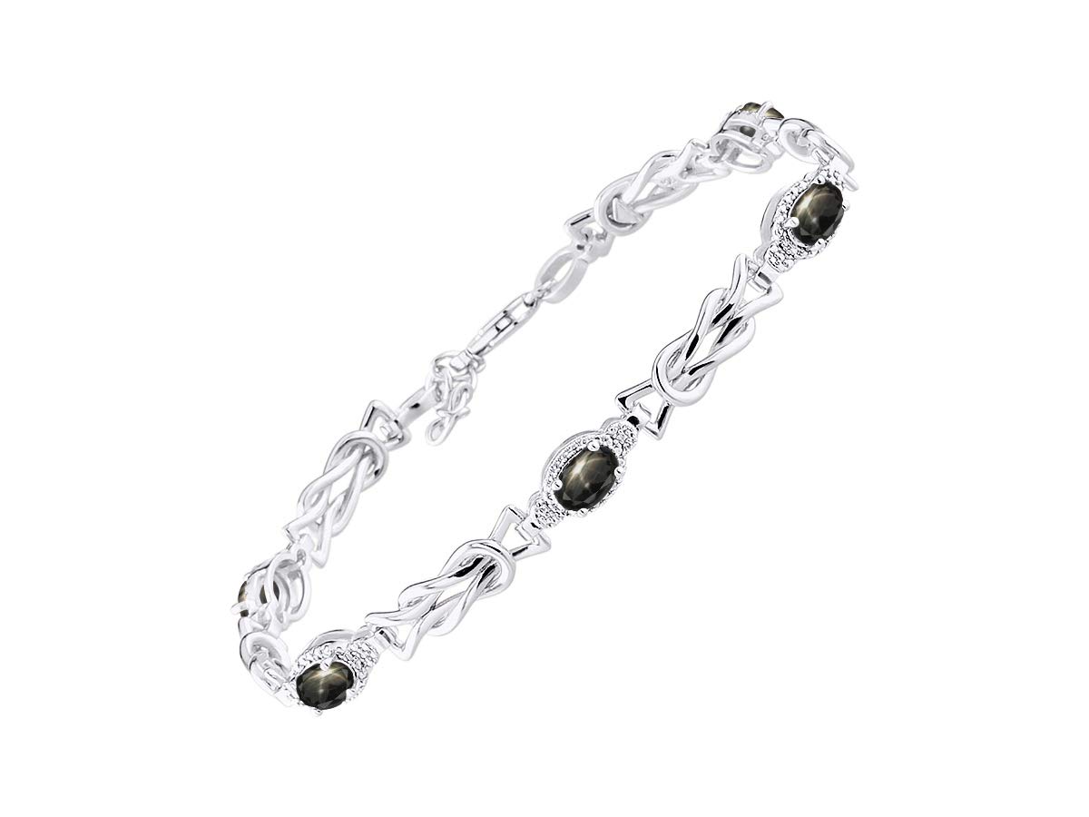 Rylos Sterling Silver Love Knot Tennis Bracelet for Women - Adjustable 7