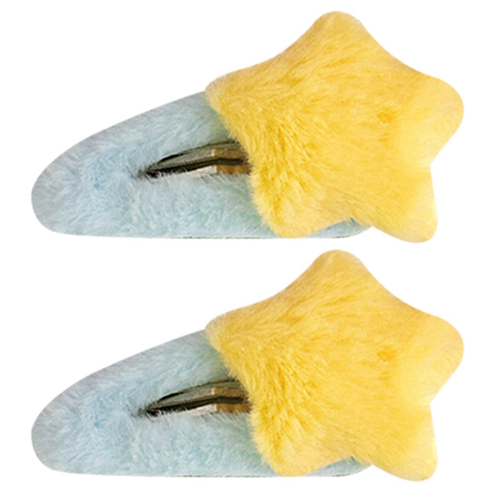 2PCS Soft Plush Star Hair Clips for Girls - Cute Side Bangs Barrettes & Hairpins for Women, Baby & Children | Perfect Hair Accessories for School, Parties & Daily Wear