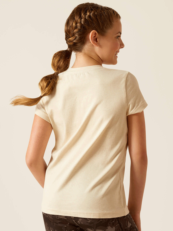 Ariat Kids Unicorn Insignia T-Shirt - Oatmeal Heather Cotton Tee for Girls | Perfect for Playdates, Birthday Parties & Casual Wear
