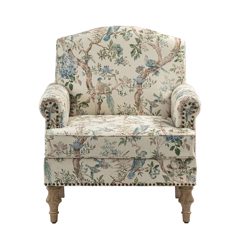 Raphael Farmhouse Armchair with Wooden Legs - Sturdy Frame Accent Chair for Living Room, Bedroom & Office (Multiple Styles Available)