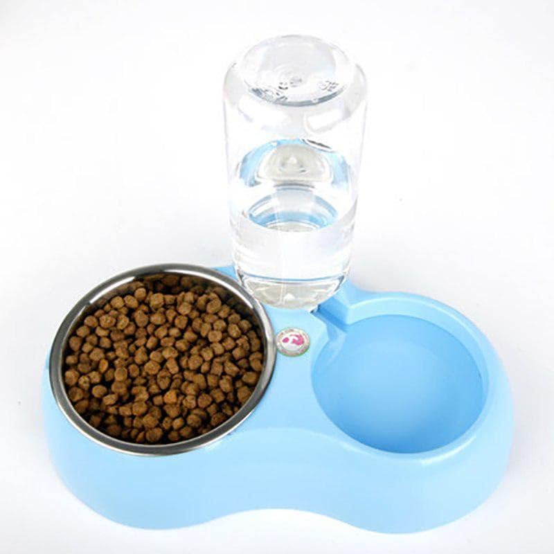 **Zyomatiq Dual Stainless Steel Pet Bowls - Non-Slip, No-Spill Dog & Cat Food Bowls with Automatic Water Feeder - Perfect for Small & Medium Pets at Home or Travel**