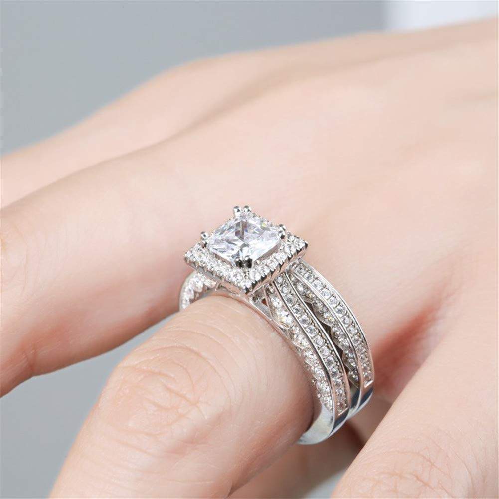 Jeulia Princess Cut Sterling Silver Halo Diamond Engagement Ring for Women - Cubic Zirconia CZ Bridal Wedding Ring Set with Jewelry Gift Box - Perfect for Proposals, Anniversaries & Special Occasions