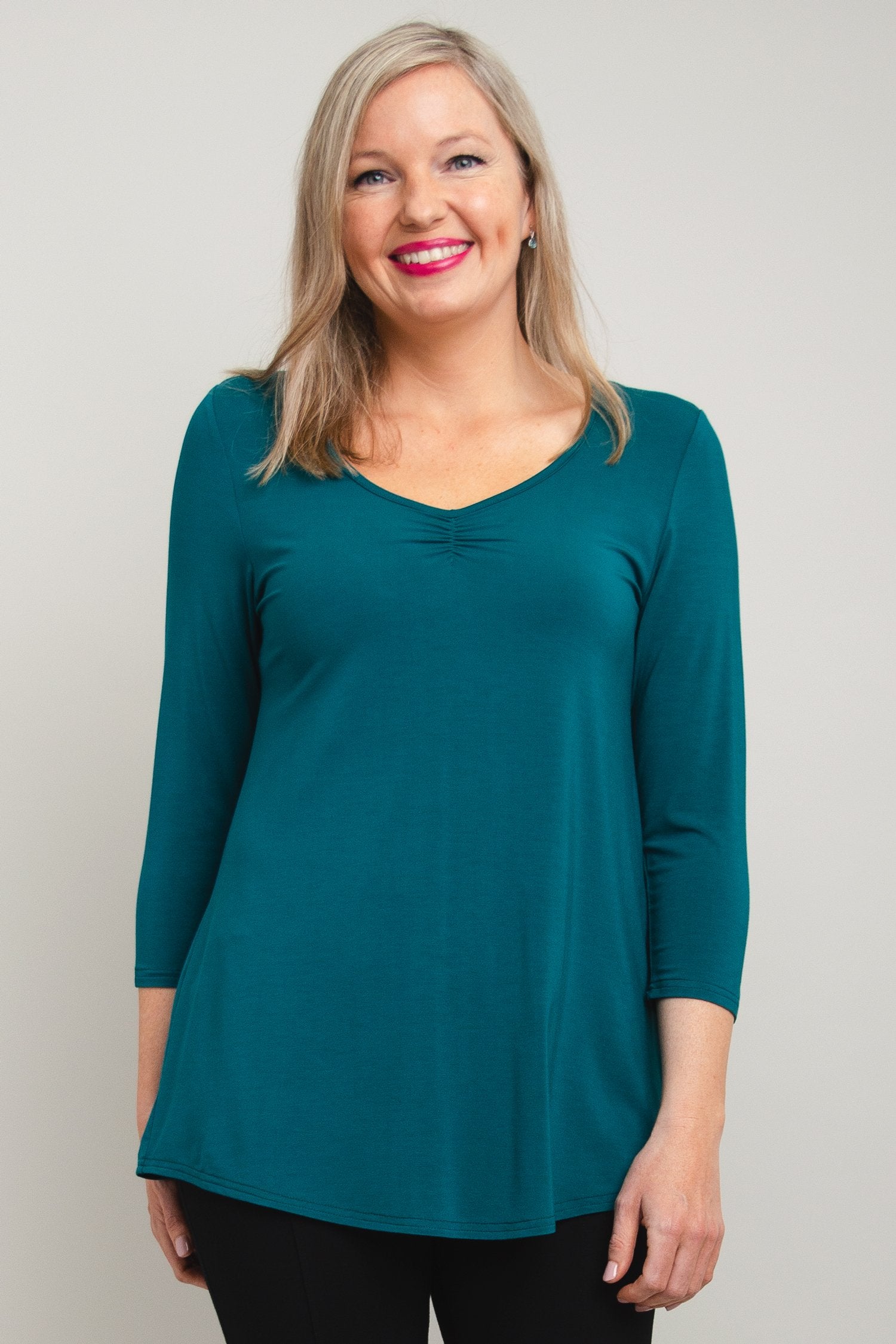 Franny Top - Soft Bamboo Teal Blouse for Women | Breathable & Comfortable | Perfect for Casual Wear, Office & Summer Outfits