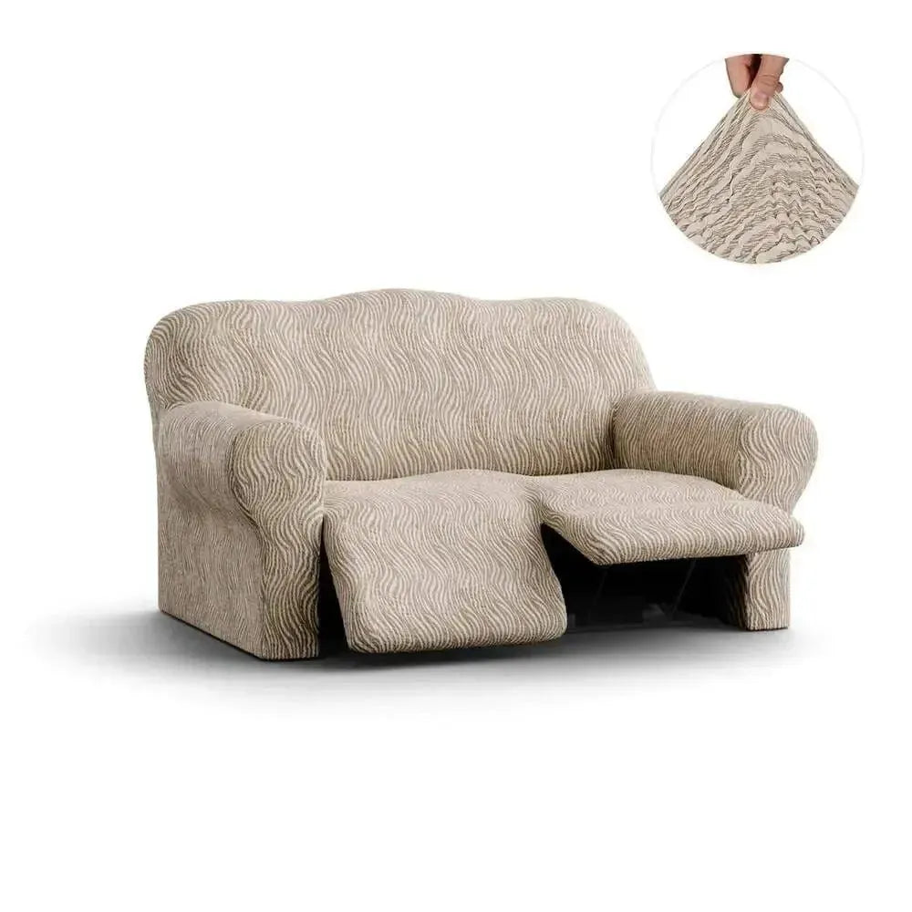 2 Seater Recliner Slipcover - Jacquard 3D Collection Sofa Cover | Stretchable Furniture Protector for Living Room, Bedroom & Home Decor