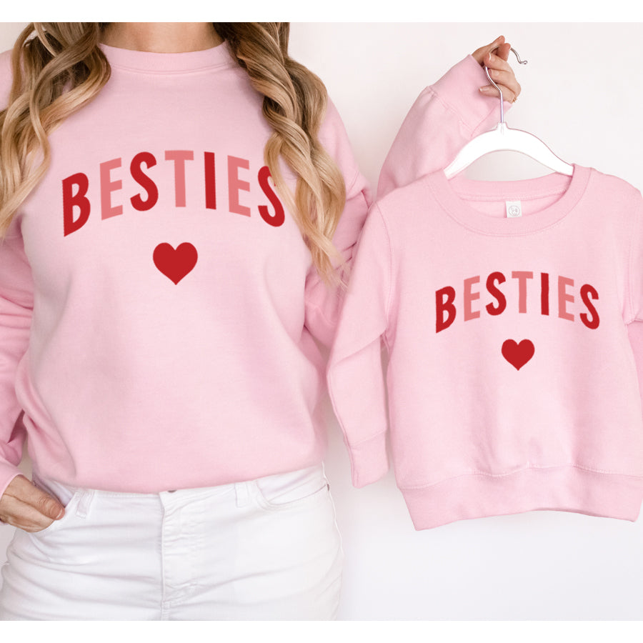 Best Mom and Daughter Matching Pink Sweatshirts - Cute Heart Design Family Outfits for Valentine's Day, Christmas Gifts & Photo Shoots