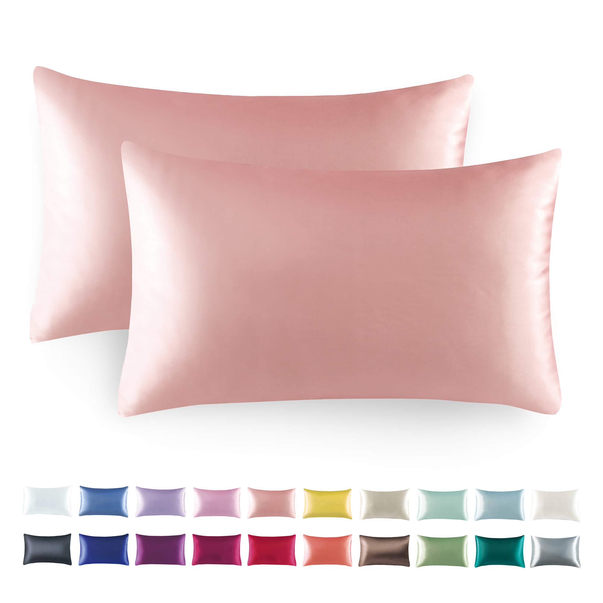 Tyfitb Satin Pillowcase Set of 2 - Cooling King Size Pillow Cases (20×36 Inches) for Hair & Skin Care, Soft Luxury Coral Satin Pillow Cover with Envelope Closure - Perfect for Beauty Sleep & Hot Sleepers