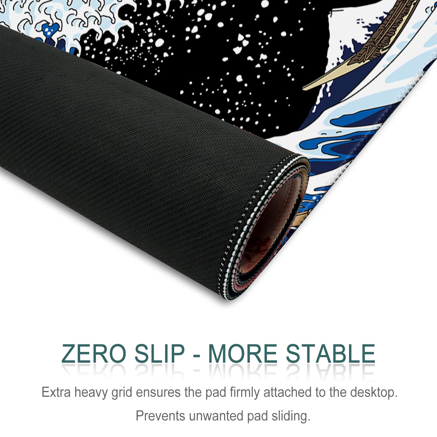 XXL Gaming Mouse Pad 35.5x15.75 Inch - Non-Slip Large Desk Pad with Stitched Edges, Waterproof Keyboard Mouse Mat for PC, Laptop, Office & Home Use - Perfect for Gaming, Work & Study - Sea Wave Design