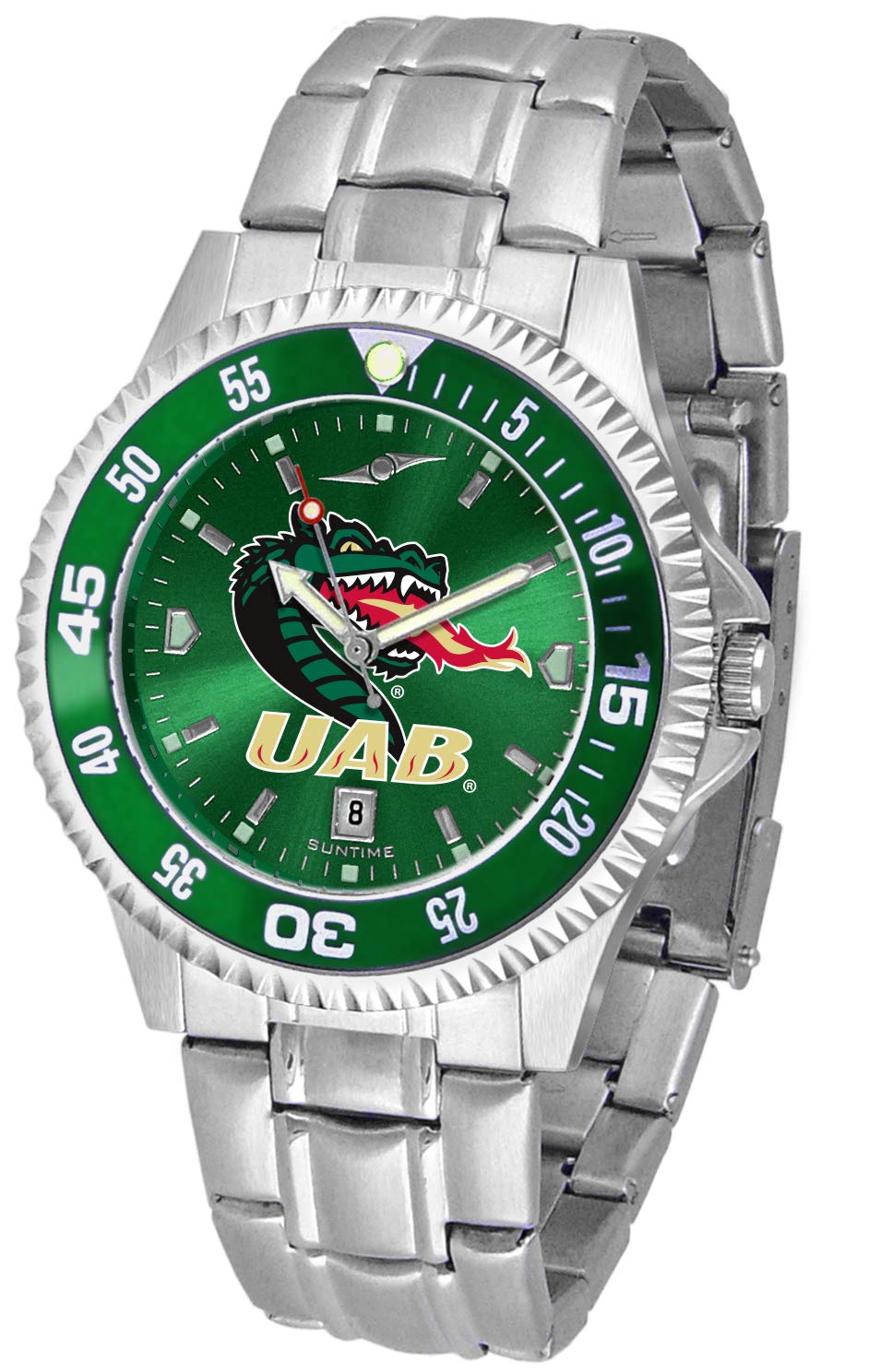UAB Blazers Men's Steel AnoChrome Watch with Color Bezel - Official Alabama College Sports Watch for Game Day & Campus Style