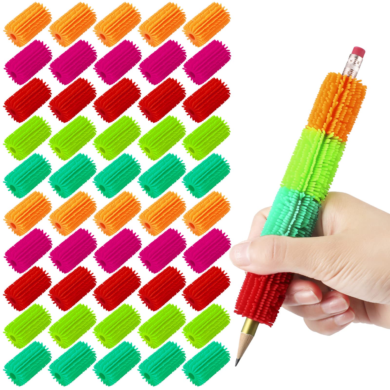 Eersida 50 Pcs Soft Grip Pencil Trainer - Colorful Cushion Grips for Kids & Adults - Improve Handwriting for Preschool & Kindergarten - Perfect for Writing Practice & Fine Motor Skills Development