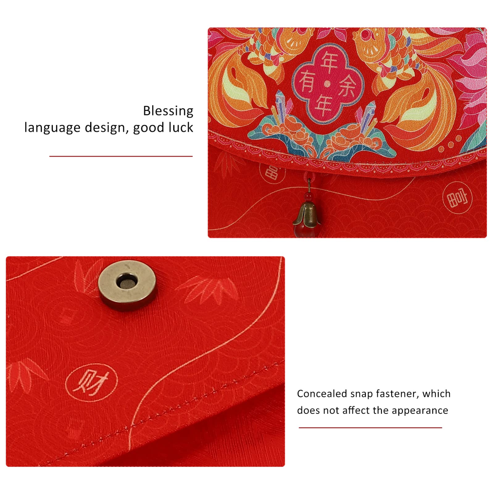 VALICLUD Chinese New Year Red Envelopes (Hong Bao) - 2022 Lucky Money Gift Packets for Kids, Creative Satin Coin Purse with Twill Design | Perfect for Lunar New Year Celebrations, Birthday Gifts & Fortune Blessings