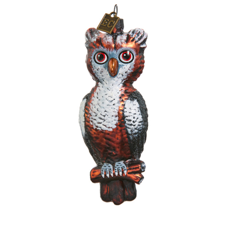 4.75 Inch Give A Hoot Owl Glass Christmas Ornament by Eric Cortina - Perfect for Holiday Tree Decorations, Gift Giving & Home Décor