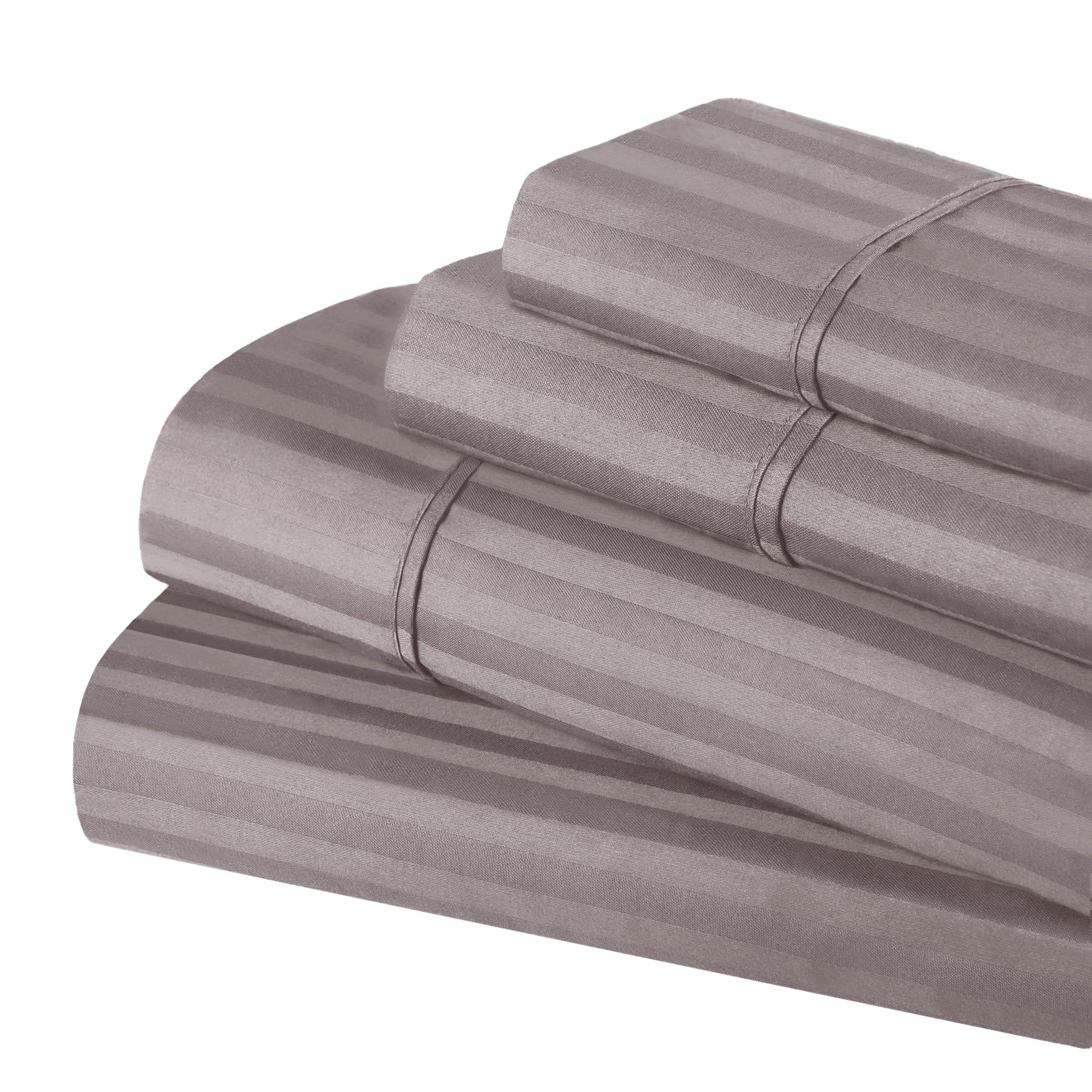 Premium 300 Thread Count Egyptian Cotton Sheet Set - Deep Pocket, Striped Design for Ultimate Comfort & Luxury - Perfect for Master Bedrooms, Guest Rooms & Hotels