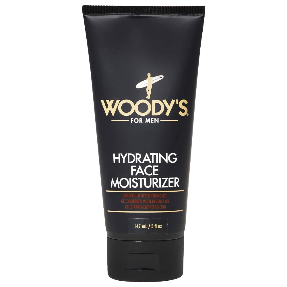 Woody's Men's Face Moisturizer with Menthol - Hydrating Daily Facial Lotion for Dry Skin & Anti-Aging | 5 fl oz | Perfect for Morning Skincare Routine & Post-Shave Soothing