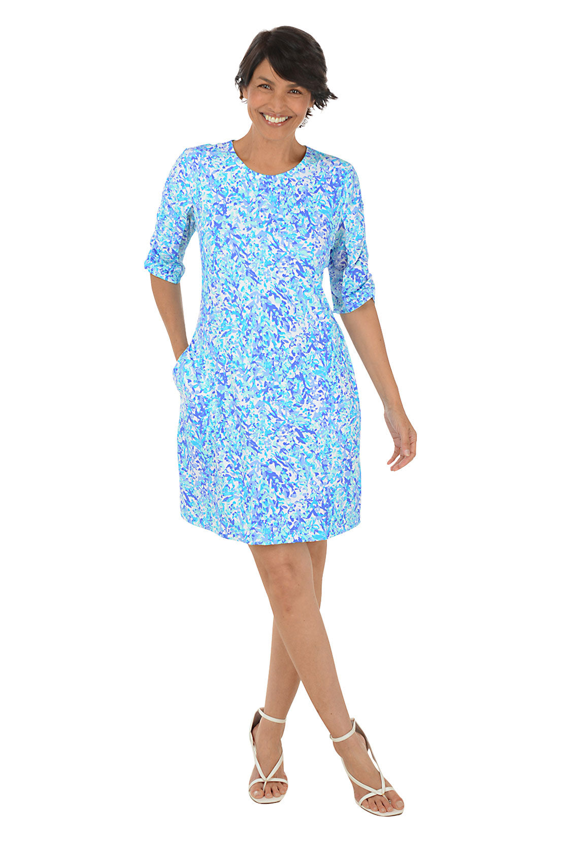 UPF50+ Cooling Ruched Sleeve Dress for Women - Sun Protective Summer Dress for Hiking, Beach & Outdoor Activities