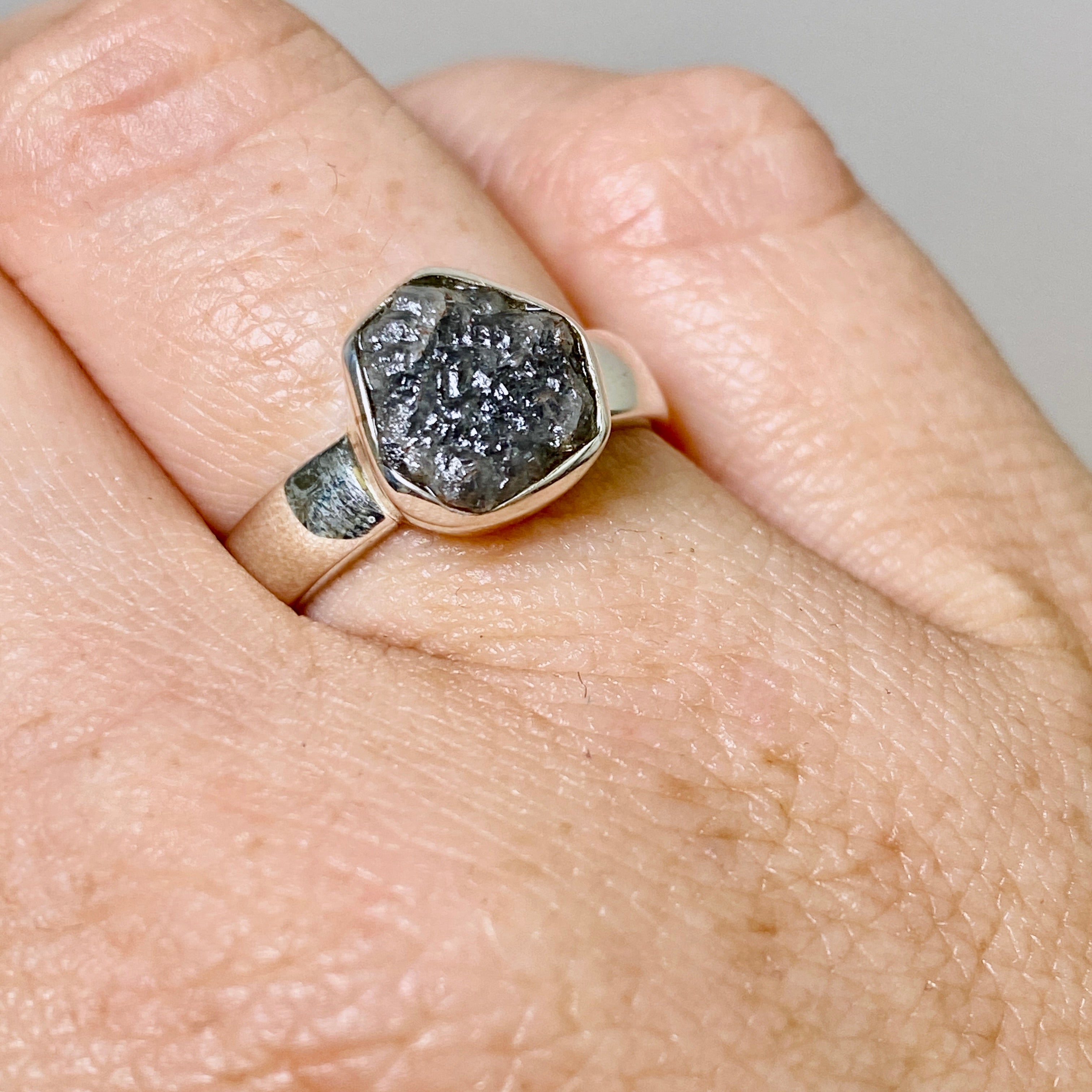 Natural Rough Diamond Freeform Raw Ring - Size 7 - Handmade Unique Jewelry - PRGJ884 - Perfect for Boho Chic Style & Wedding Engagement Rings